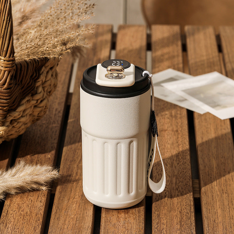 Smart Digital Thermal Bottle Portable Coffee Mug Stainless Steel Water Bottle In-Car Insulated Cup Keep Cold Vacuum Flasks 450ml - Fourth Pyramid USA