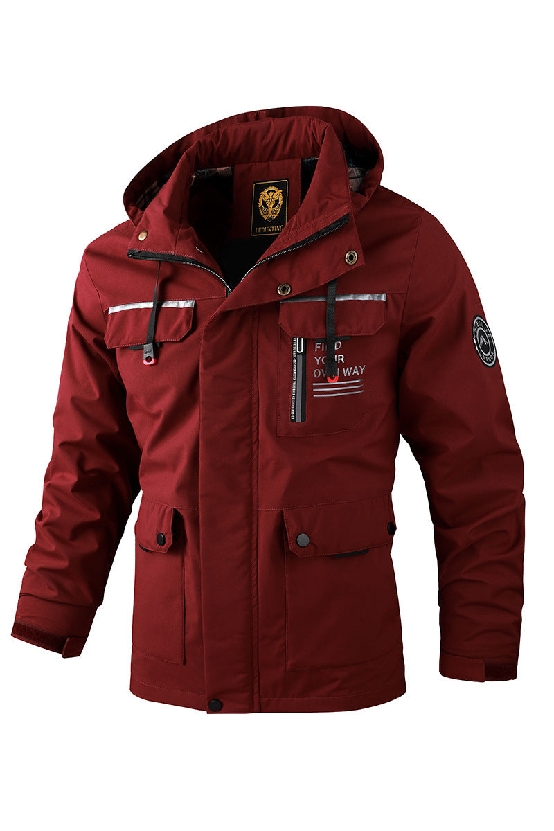 Fashion Men's Casual Windbreaker Jackets Hooded Jacket Man Waterproof Outdoor Soft Shell Winter Coat Clothing Warm Thick Tops - Fourth Pyramid USA