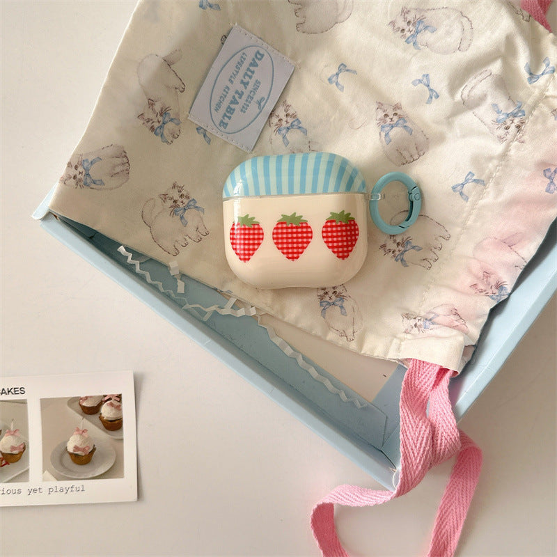 Cream White Background Three Strawberry Headset Protective Sleeve