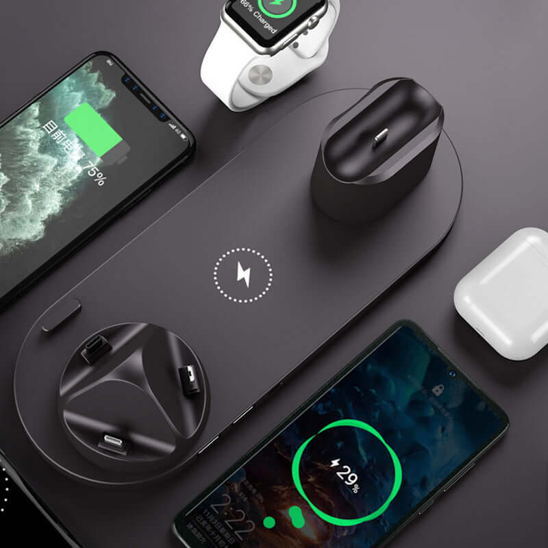 Wireless Charger For IPhone Fast Charger For Phone Fast Charging Pad For Phone Watch 6 In 1 Charging Dock Station - Fourth Pyramid USA