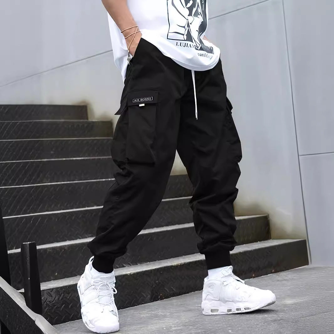 Multi-pocket Cargo Pants Men's Casual Hip-Hop Drawstring Trousers Outdoor Streetwear Sports Pant - Fourth Pyramid USA