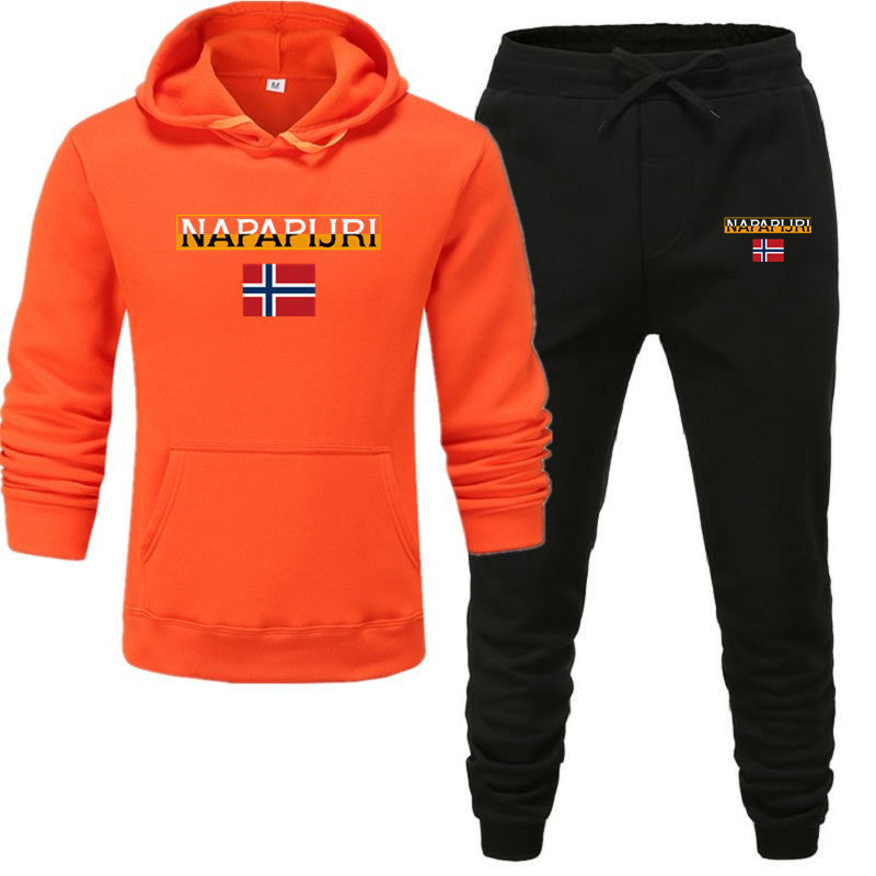 Fleece pullover hooded sports sweatshirt