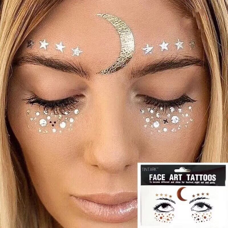 Grimes-Inspired Metallic Face Tattoos