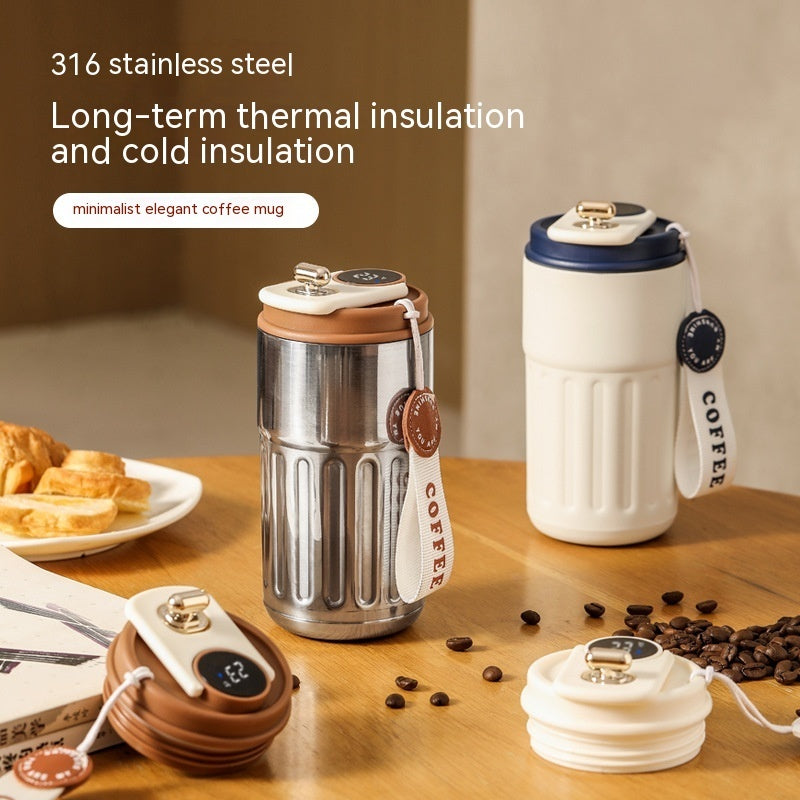Smart Digital Thermal Bottle Portable Coffee Mug Stainless Steel Water Bottle In-Car Insulated Cup Keep Cold Vacuum Flasks 450ml - Fourth Pyramid USA