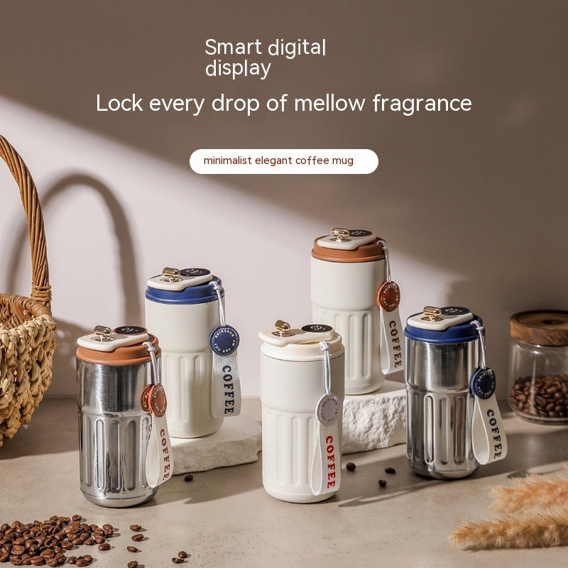 Smart Digital Thermal Bottle Portable Coffee Mug Stainless Steel Water Bottle In-Car Insulated Cup Keep Cold Vacuum Flasks 450ml - Fourth Pyramid USA