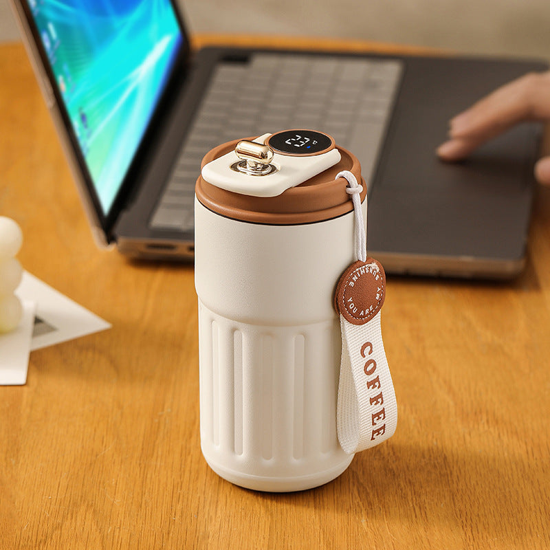 Smart Digital Thermal Bottle Portable Coffee Mug Stainless Steel Water Bottle In-Car Insulated Cup Keep Cold Vacuum Flasks 450ml - Fourth Pyramid USA