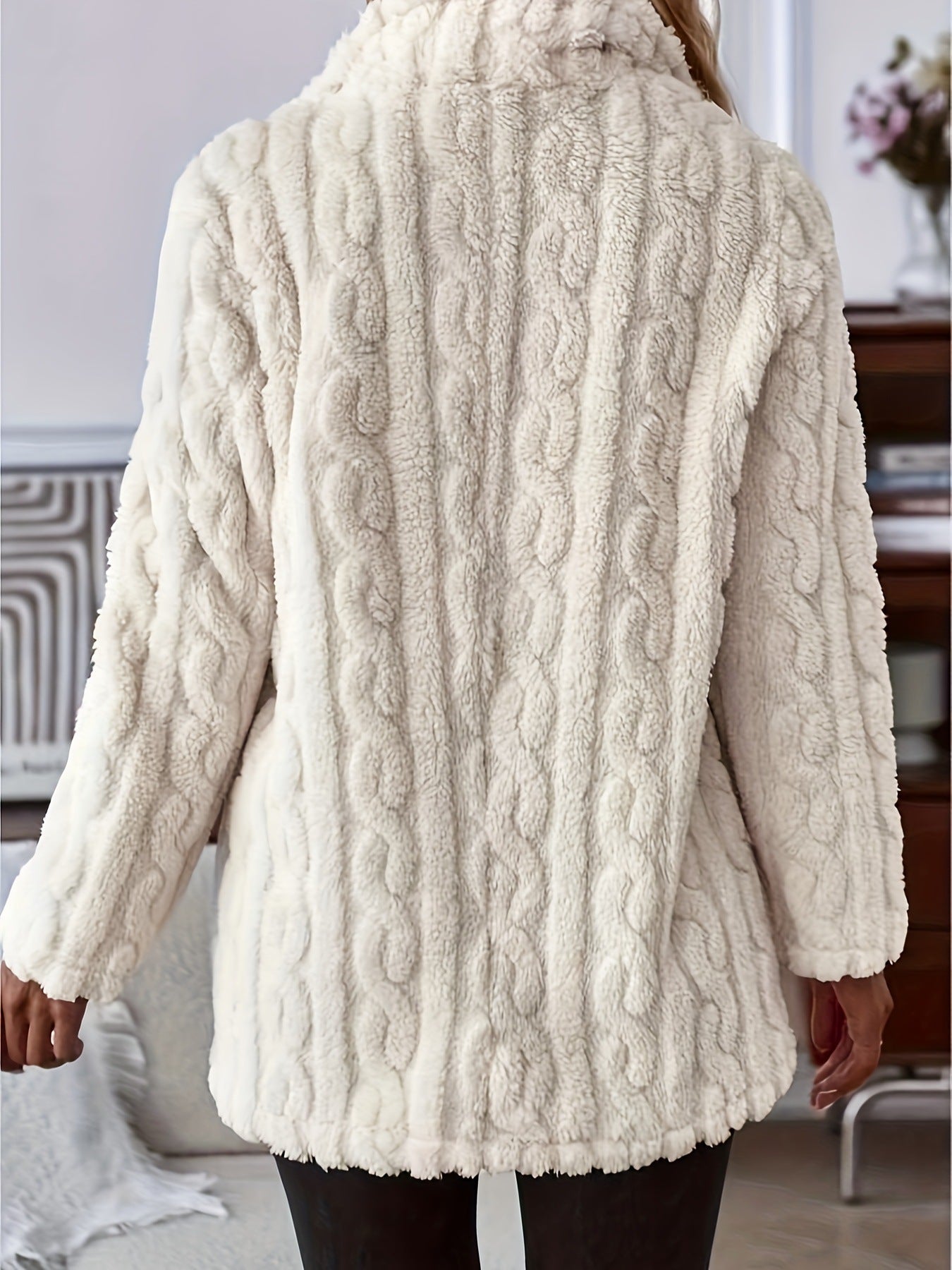 Double-sided Plush Water Ripple Button Cardigan Pocket Lapel Casual Top Jacket - Fourth Pyramid USA