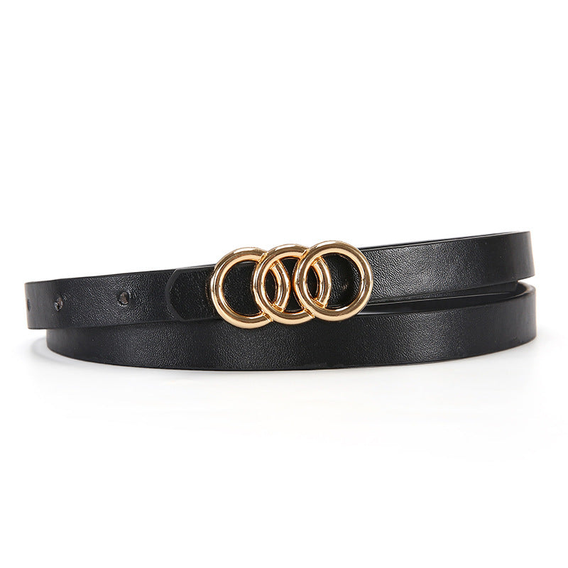 Women's Belt White Three-circle Simple All-matching Jeans