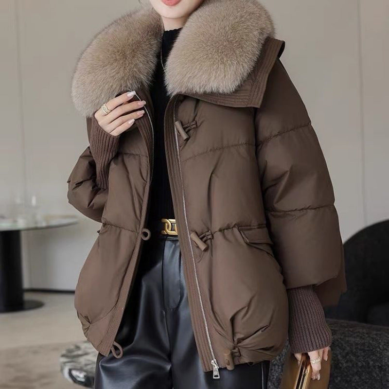Down Cotton-padded Jacket Women's Short Fur Collar Thickened Coat Winter Clothing - Fourth Pyramid USA