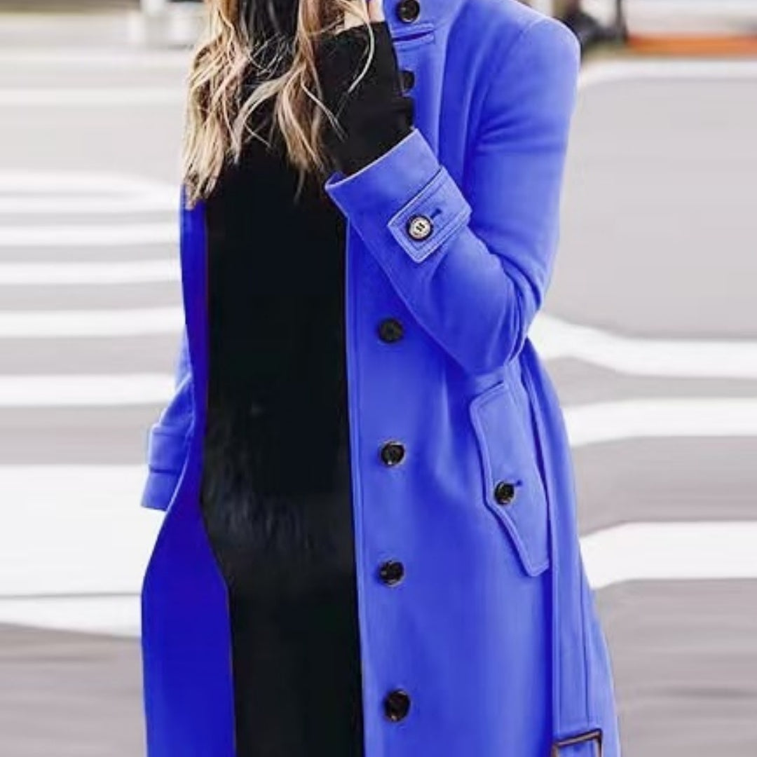 Autumn Winter New Woolen Coat Women's Slim Fit Cardigan Large Coat Women Long Sleeve Single Breasted Stand Collar Woolen Coat - Fourth Pyramid USA
