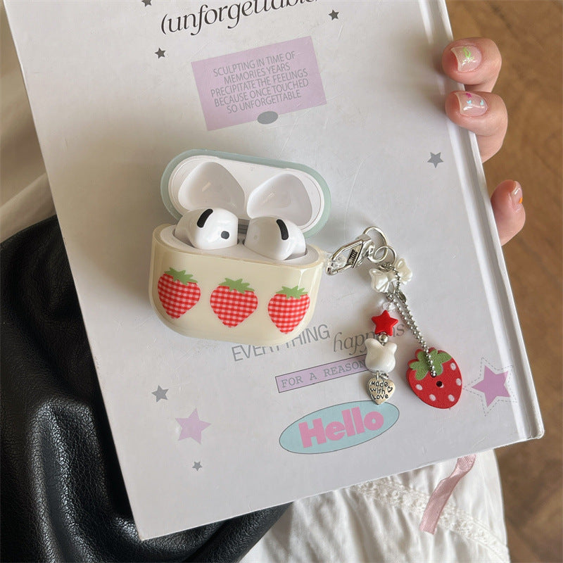 Cream White Background Three Strawberry Headset Protective Sleeve