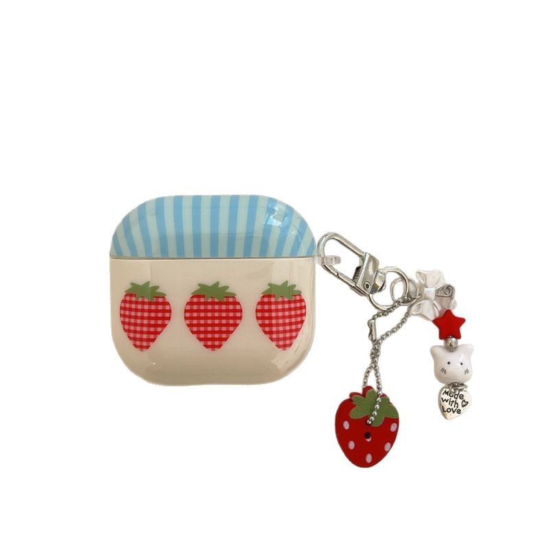 Cream White Background Three Strawberry Headset Protective Sleeve