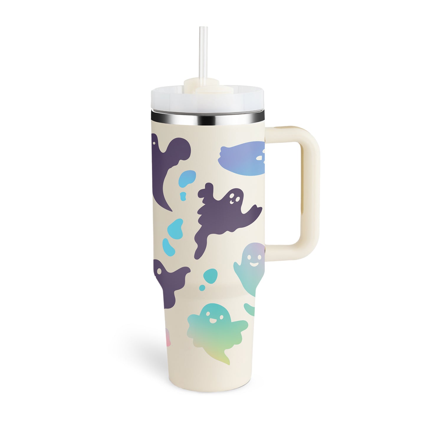 40 Oz Tumbler With Handle Straw Insulated, Stainless Steel Spill Proof Vacuum Coffee Cup Tumbler With Lid Tapered Mug Gifts For Valentine Lover Suitable For Car Gym Office Travel - Fourth Pyramid USA