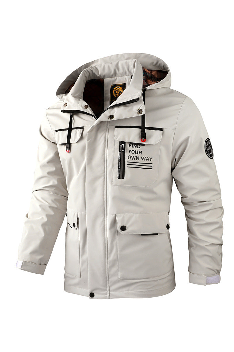 Fashion Men's Casual Windbreaker Jackets Hooded Jacket Man Waterproof Outdoor Soft Shell Winter Coat Clothing Warm Thick Tops - Fourth Pyramid USA