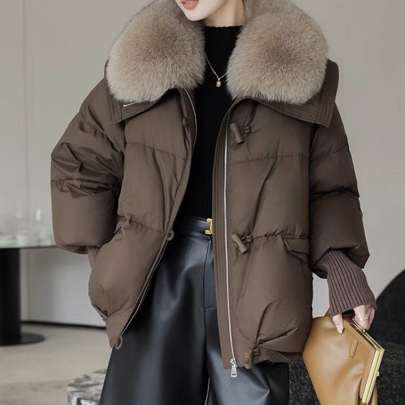 Down Cotton-padded Jacket Women's Short Fur Collar Thickened Coat Winter Clothing - Fourth Pyramid USA