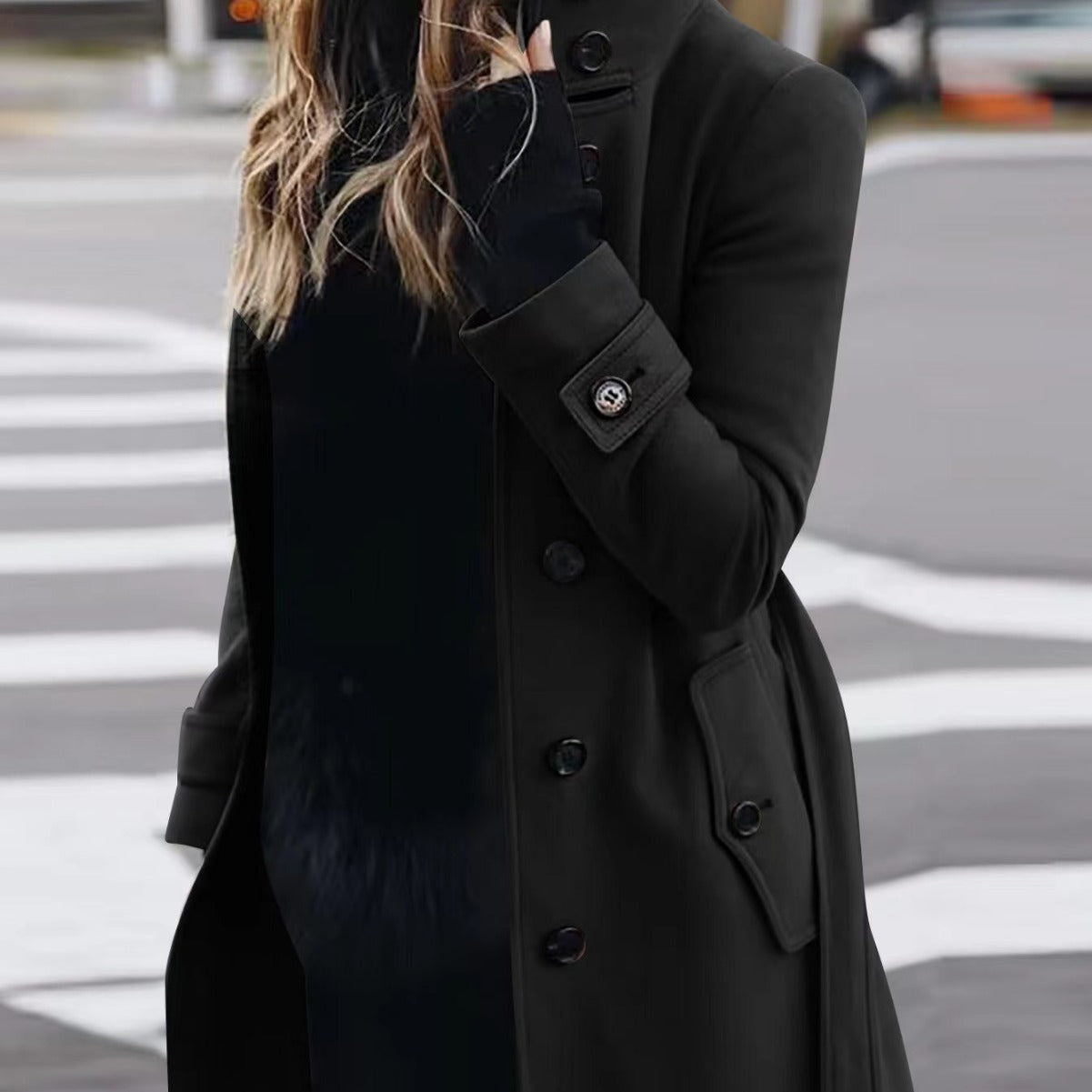 Autumn Winter New Woolen Coat Women's Slim Fit Cardigan Large Coat Women Long Sleeve Single Breasted Stand Collar Woolen Coat - Fourth Pyramid USA