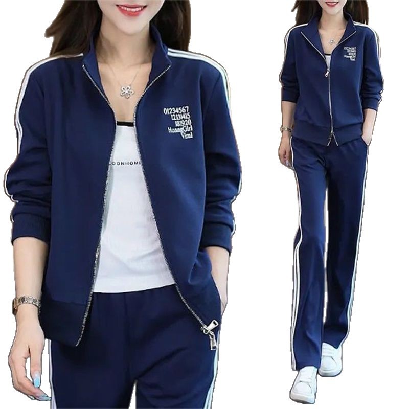 Casual Sports Women's Fashionable Stylish Coat Straight-leg Pants Plus Size Two-piece Suit - Fourth Pyramid USA