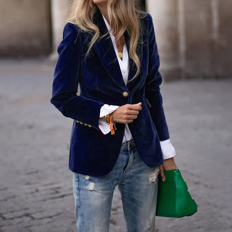 Velvet Lapel Casual Suit Business Fashion Slim Single-breasted Jacket Outwear Clothing For Women - Fourth Pyramid USA