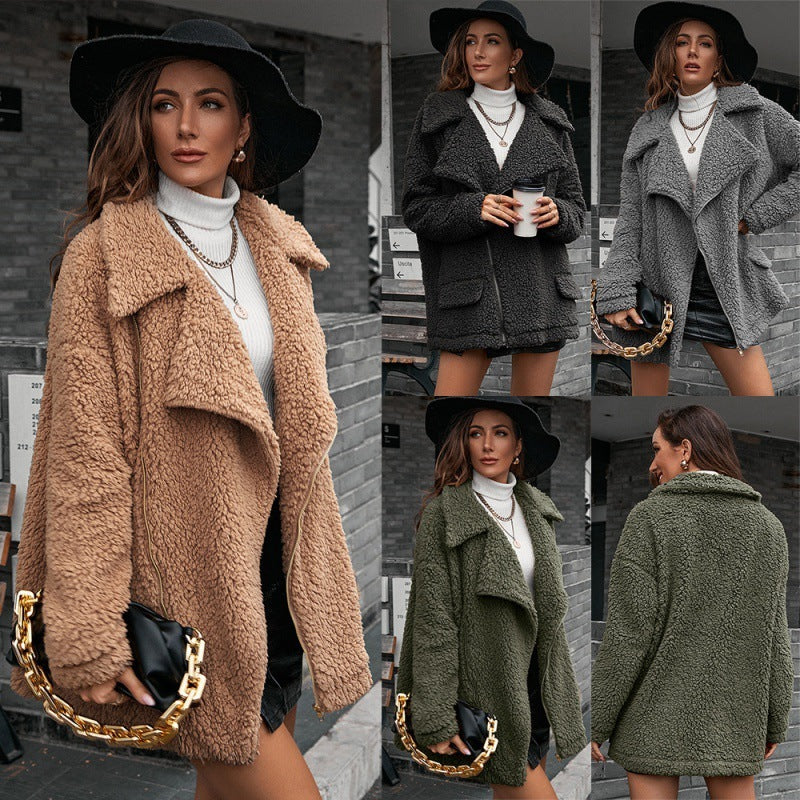 Casual Loose Thick Bubble Fleece Zipper Fur Coat