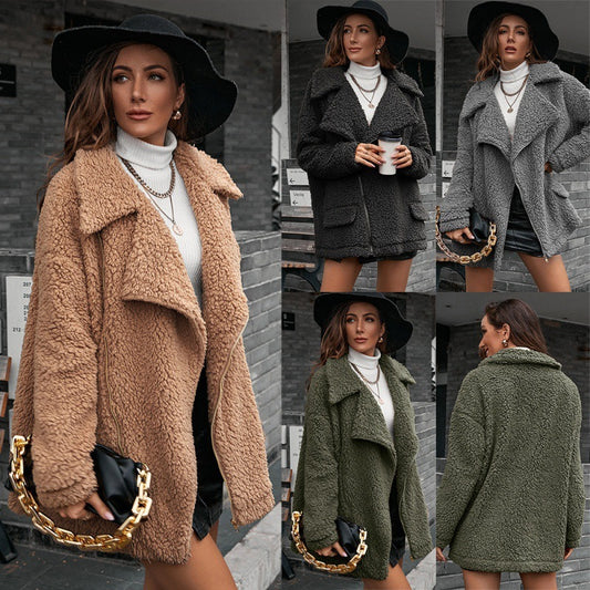 Casual Loose Thick Bubble Fleece Zipper Fur Coat