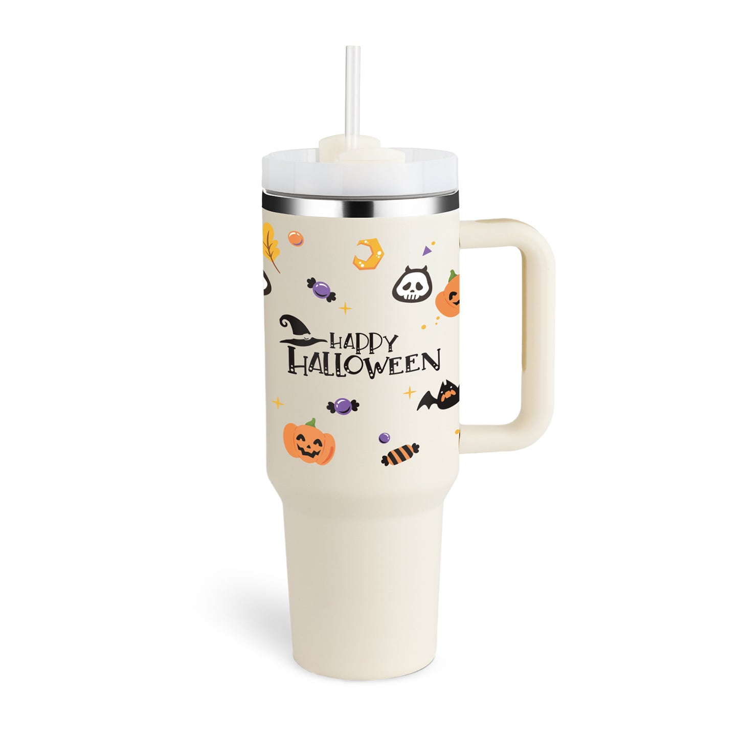 40 Oz Tumbler With Handle Straw Insulated, Stainless Steel Spill Proof Vacuum Coffee Cup Tumbler With Lid Tapered Mug Gifts For Valentine Lover Suitable For Car Gym Office Travel - Fourth Pyramid USA