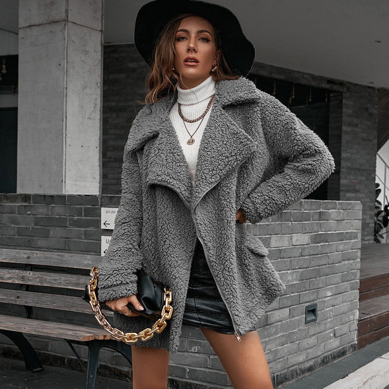 Casual Loose Thick Bubble Fleece Zipper Fur Coat