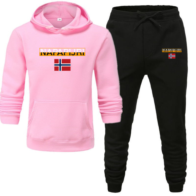 Fleece pullover hooded sports sweatshirt