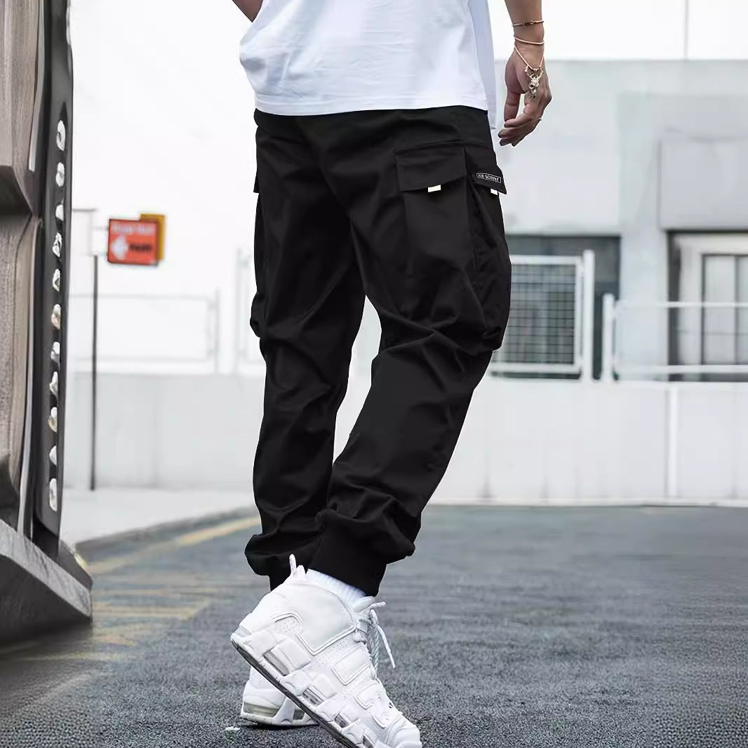 Multi-pocket Cargo Pants Men's Casual Hip-Hop Drawstring Trousers Outdoor Streetwear Sports Pant - Fourth Pyramid USA