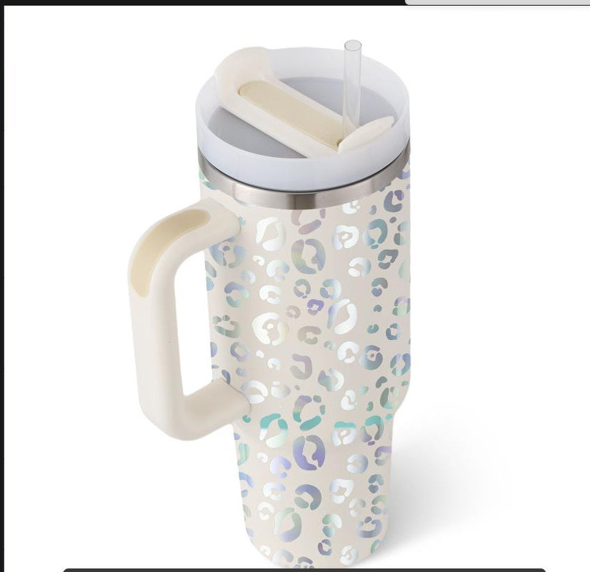 40 Oz Tumbler With Handle Straw Insulated, Stainless Steel Spill Proof Vacuum Coffee Cup Tumbler With Lid Tapered Mug Gifts For Valentine Lover Suitable For Car Gym Office Travel - Fourth Pyramid USA