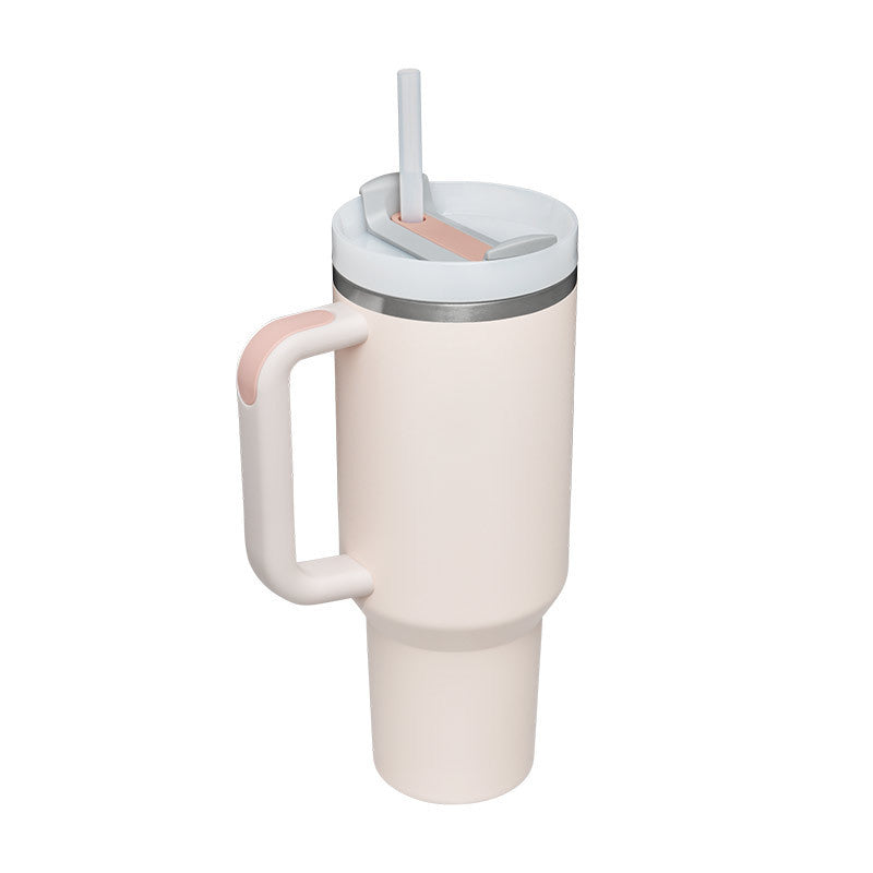 40 Oz Tumbler With Handle Straw Insulated, Stainless Steel Spill Proof Vacuum Coffee Cup Tumbler With Lid Tapered Mug Gifts For Valentine Lover Suitable For Car Gym Office Travel - Fourth Pyramid USA