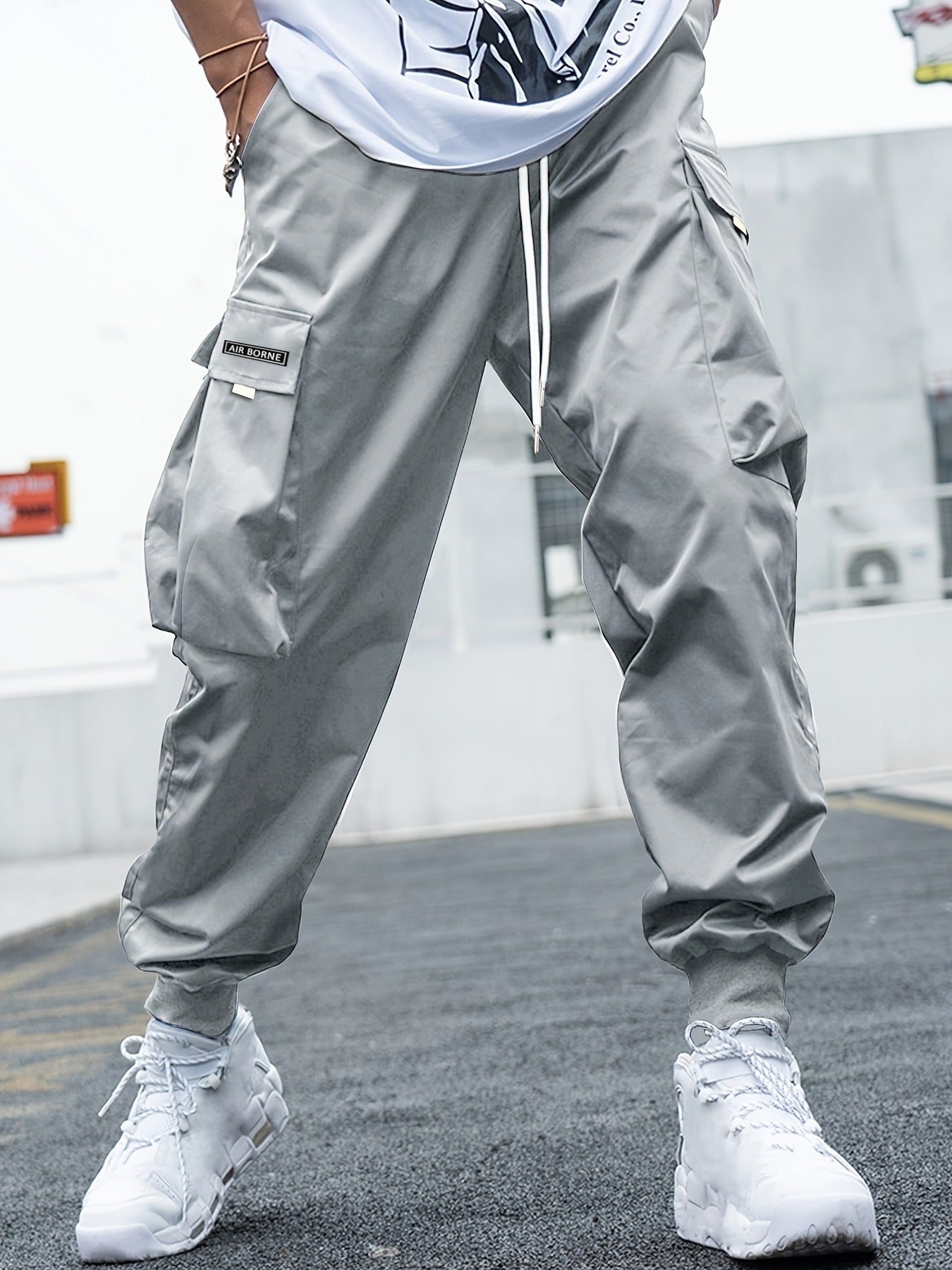 Multi-pocket Cargo Pants Men's Casual Hip-Hop Drawstring Trousers Outdoor Streetwear Sports Pant - Fourth Pyramid USA