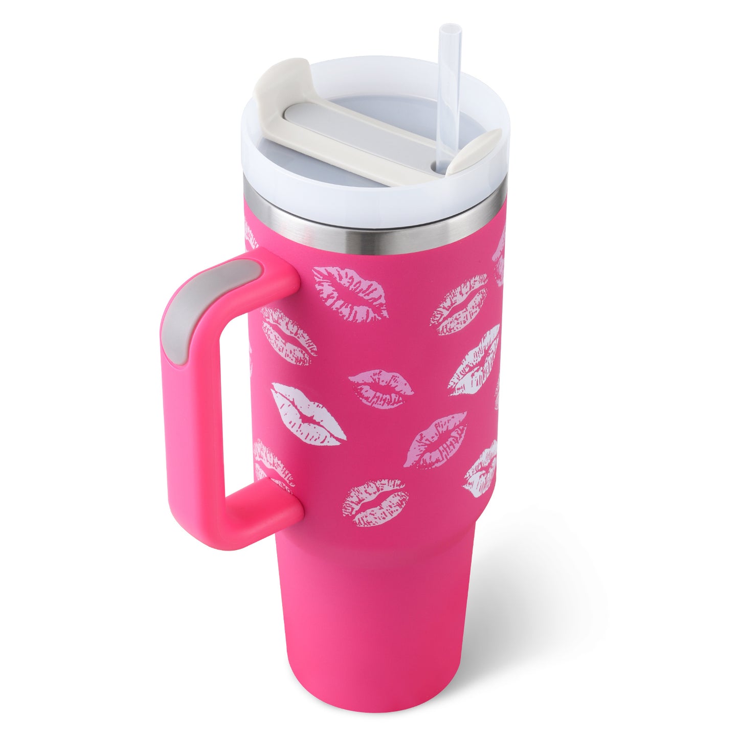 40 Oz Tumbler With Handle Straw Insulated, Stainless Steel Spill Proof Vacuum Coffee Cup Tumbler With Lid Tapered Mug Gifts For Valentine Lover Suitable For Car Gym Office Travel - Fourth Pyramid USA