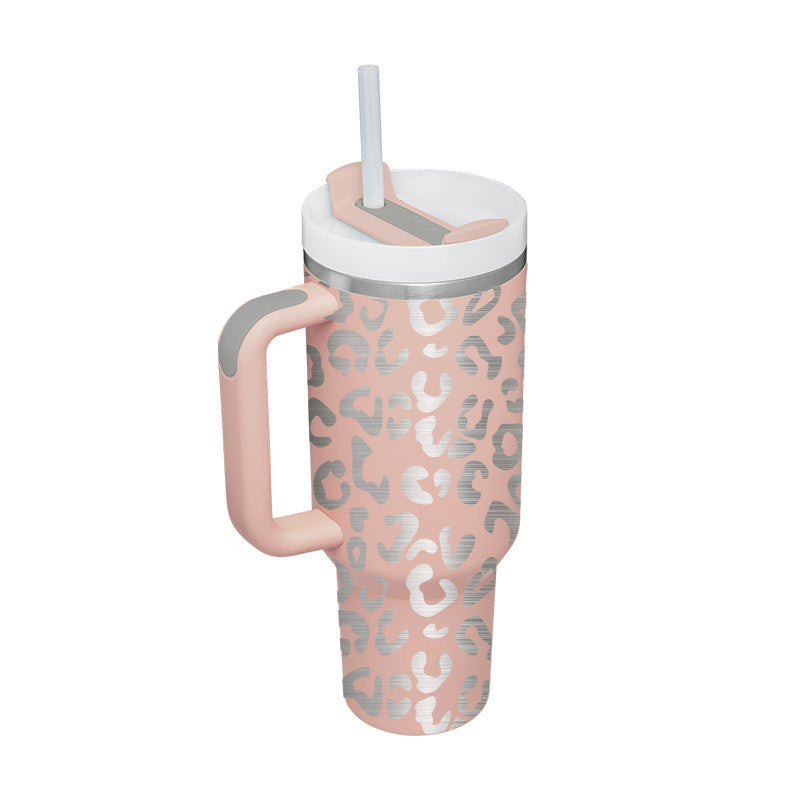 40 Oz Tumbler With Handle Straw Insulated, Stainless Steel Spill Proof Vacuum Coffee Cup Tumbler With Lid Tapered Mug Gifts For Valentine Lover Suitable For Car Gym Office Travel - Fourth Pyramid USA