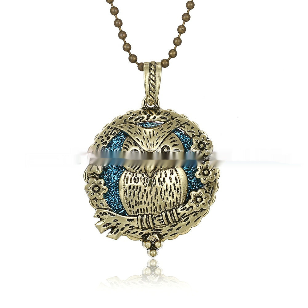 30mm Owl Essential Oil Diffusion Hollow Couple Lucky Tree Magnet Perfume Box Pendant