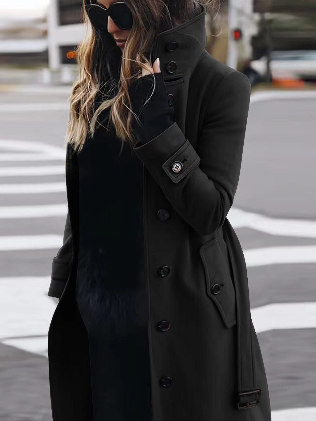 Autumn Winter New Woolen Coat Women's Slim Fit Cardigan Large Coat Women Long Sleeve Single Breasted Stand Collar Woolen Coat - Fourth Pyramid USA