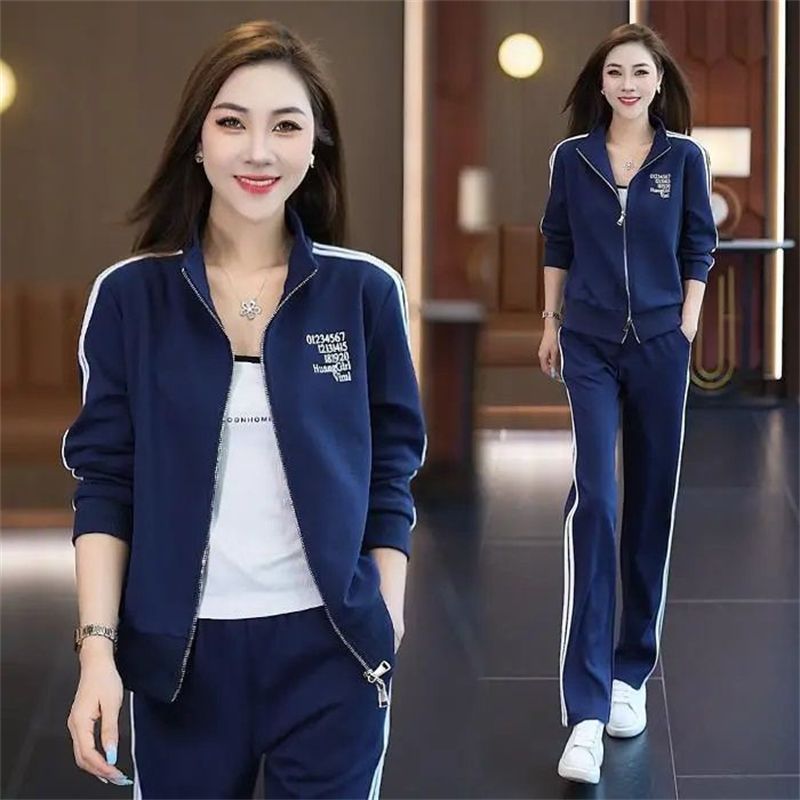 Casual Sports Women's Fashionable Stylish Coat Straight-leg Pants Plus Size Two-piece Suit - Fourth Pyramid USA