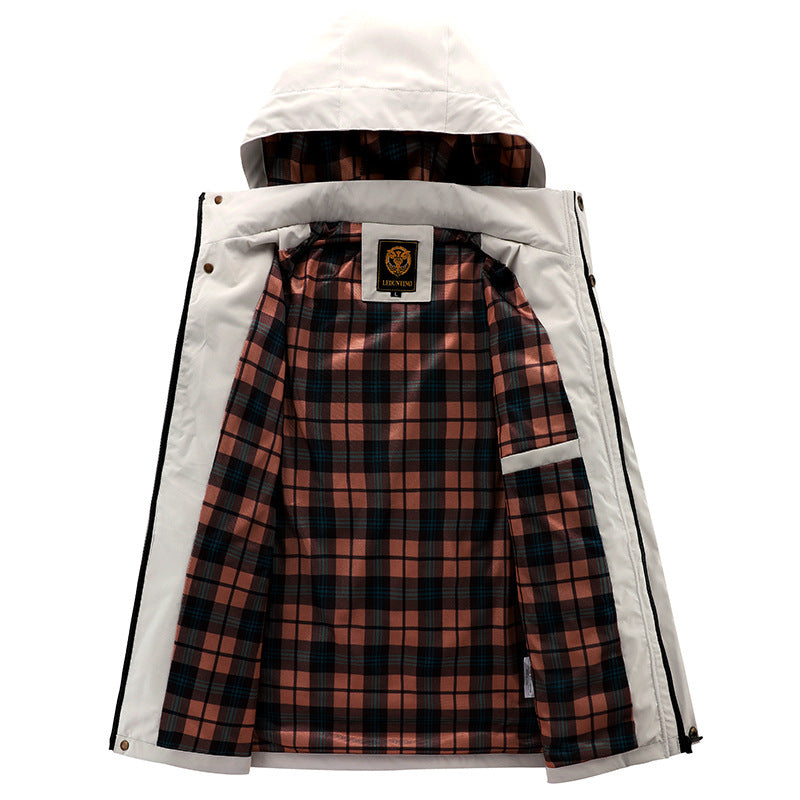 Fashion Men's Casual Windbreaker Jackets Hooded Jacket Man Waterproof Outdoor Soft Shell Winter Coat Clothing Warm Thick Tops - Fourth Pyramid USA