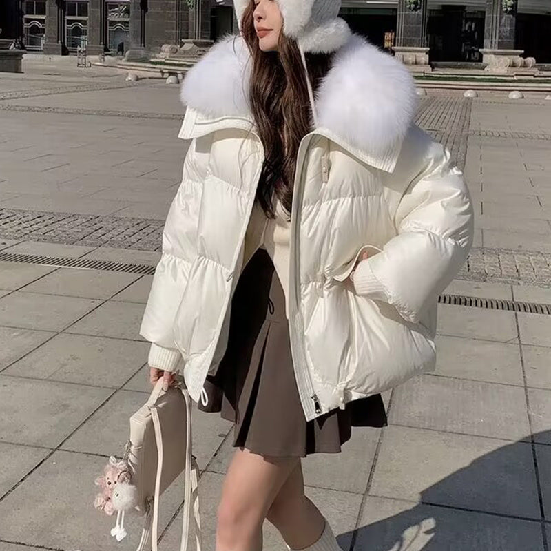 Down Cotton-padded Jacket Women's Short Fur Collar Thickened Coat Winter Clothing - Fourth Pyramid USA