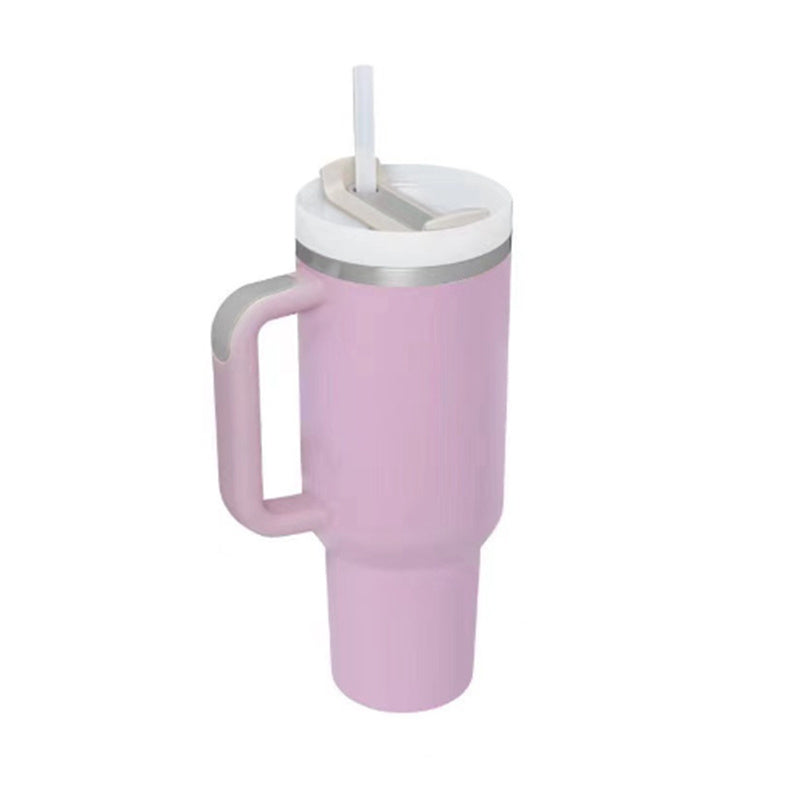 40 Oz Tumbler With Handle Straw Insulated, Stainless Steel Spill Proof Vacuum Coffee Cup Tumbler With Lid Tapered Mug Gifts For Valentine Lover Suitable For Car Gym Office Travel - Fourth Pyramid USA