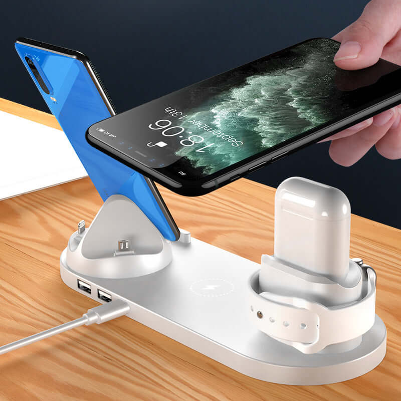 Wireless Charger For IPhone Fast Charger For Phone Fast Charging Pad For Phone Watch 6 In 1 Charging Dock Station - Fourth Pyramid USA