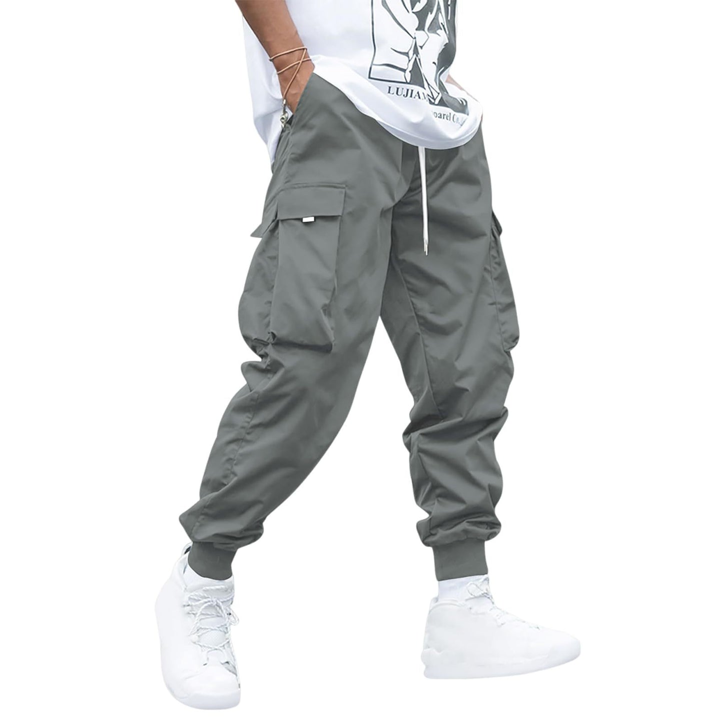 Multi-pocket Cargo Pants Men's Casual Hip-Hop Drawstring Trousers Outdoor Streetwear Sports Pant - Fourth Pyramid USA