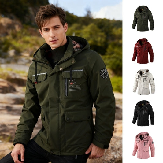 Fashion Men's Casual Windbreaker Jackets Hooded Jacket Man Waterproof Outdoor Soft Shell Winter Coat Clothing Warm Thick Tops - Fourth Pyramid USA