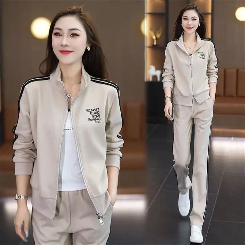 Casual Sports Women's Fashionable Stylish Coat Straight-leg Pants Plus Size Two-piece Suit - Fourth Pyramid USA