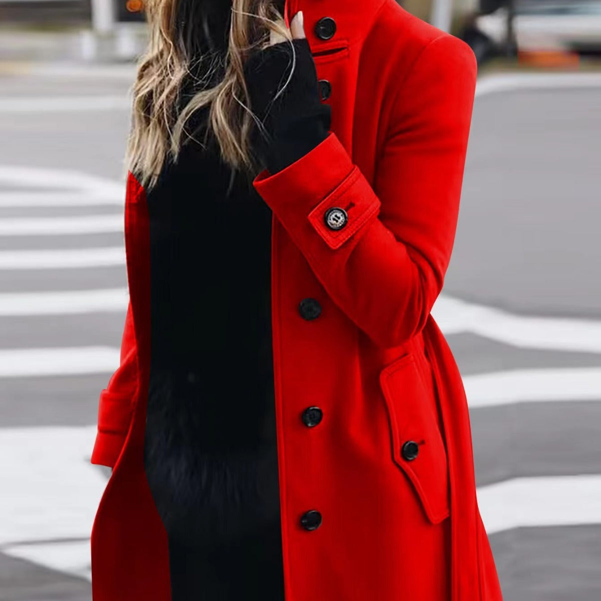 Autumn Winter New Woolen Coat Women's Slim Fit Cardigan Large Coat Women Long Sleeve Single Breasted Stand Collar Woolen Coat - Fourth Pyramid USA
