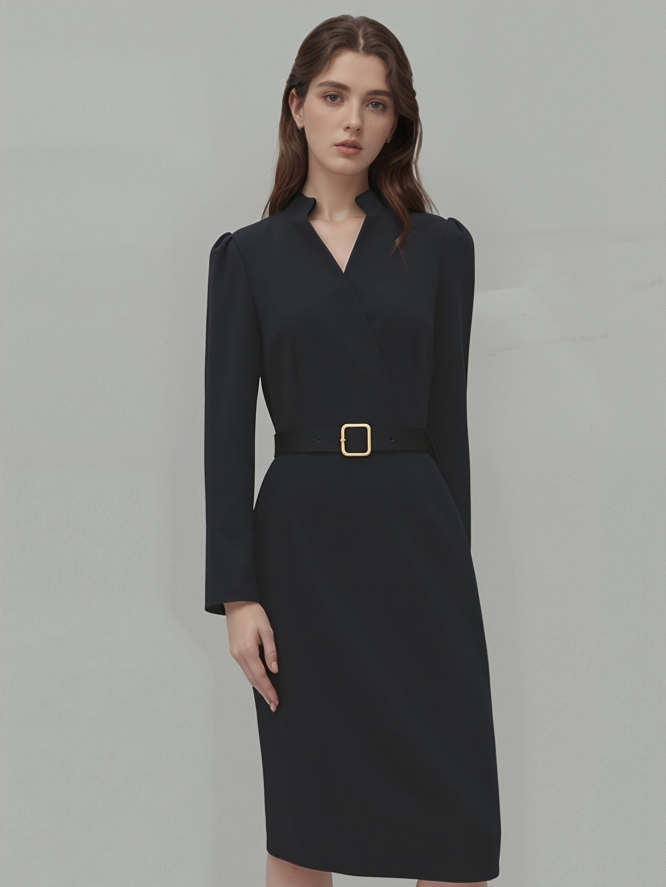 Slim-fitting Casual Suit Dress V-neck Long-sleeved Dresses Commuting Office Clothing For Women - Fourth Pyramid USA