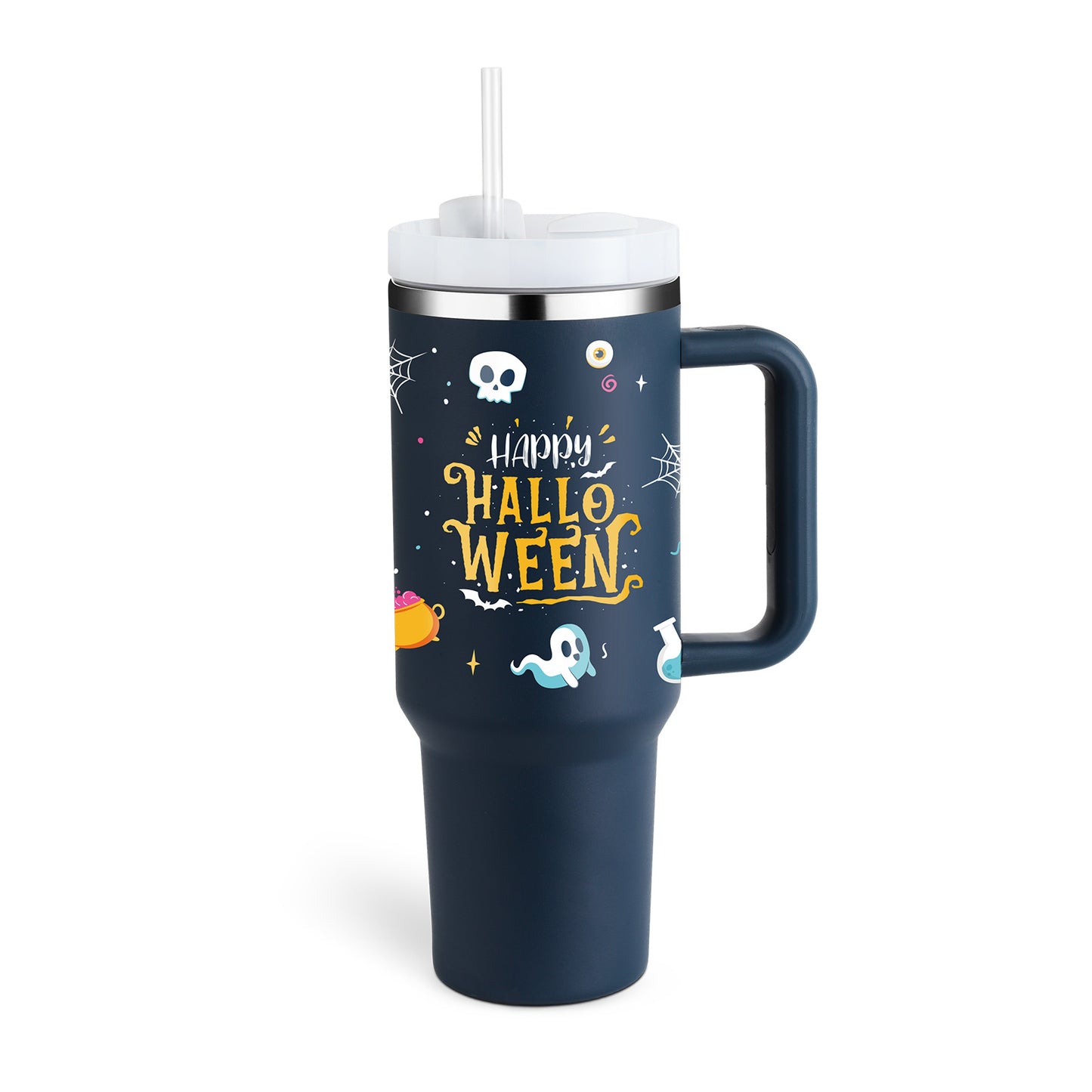 40 Oz Tumbler With Handle Straw Insulated, Stainless Steel Spill Proof Vacuum Coffee Cup Tumbler With Lid Tapered Mug Gifts For Valentine Lover Suitable For Car Gym Office Travel - Fourth Pyramid USA