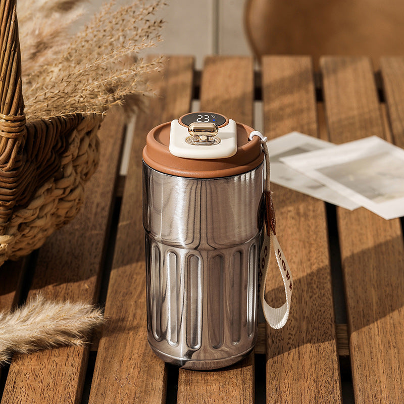 Smart Digital Thermal Bottle Portable Coffee Mug Stainless Steel Water Bottle In-Car Insulated Cup Keep Cold Vacuum Flasks 450ml - Fourth Pyramid USA