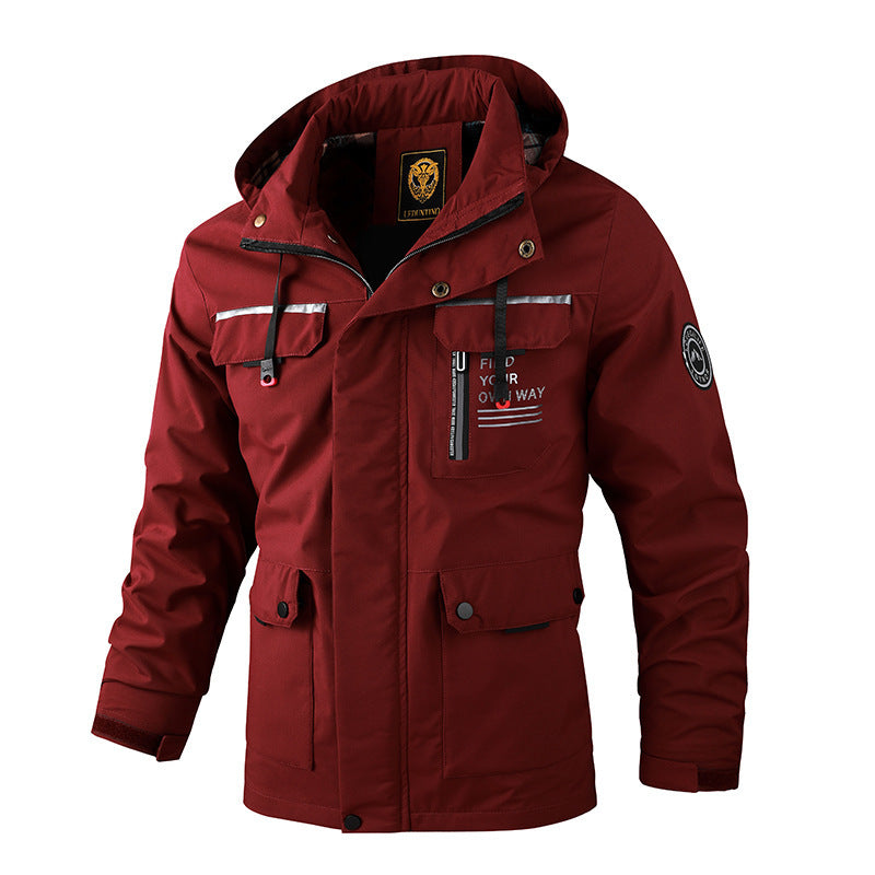 Fashion Men's Casual Windbreaker Jackets Hooded Jacket Man Waterproof Outdoor Soft Shell Winter Coat Clothing Warm Thick Tops - Fourth Pyramid USA