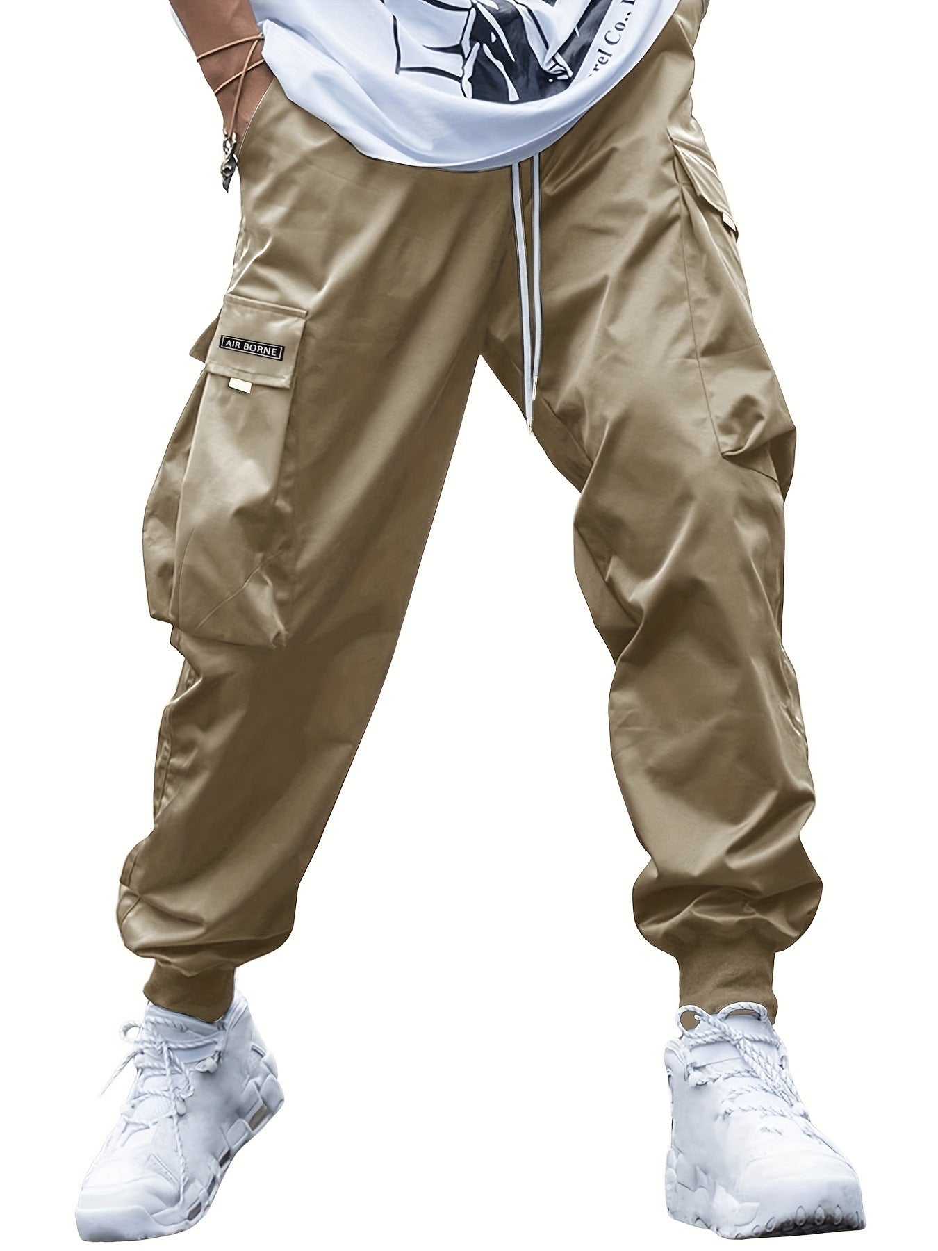 Multi-pocket Cargo Pants Men's Casual Hip-Hop Drawstring Trousers Outdoor Streetwear Sports Pant - Fourth Pyramid USA
