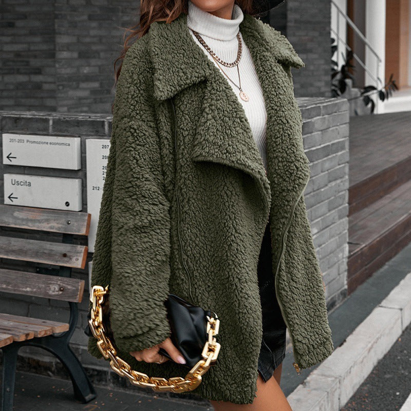 Casual Loose Thick Bubble Fleece Zipper Fur Coat